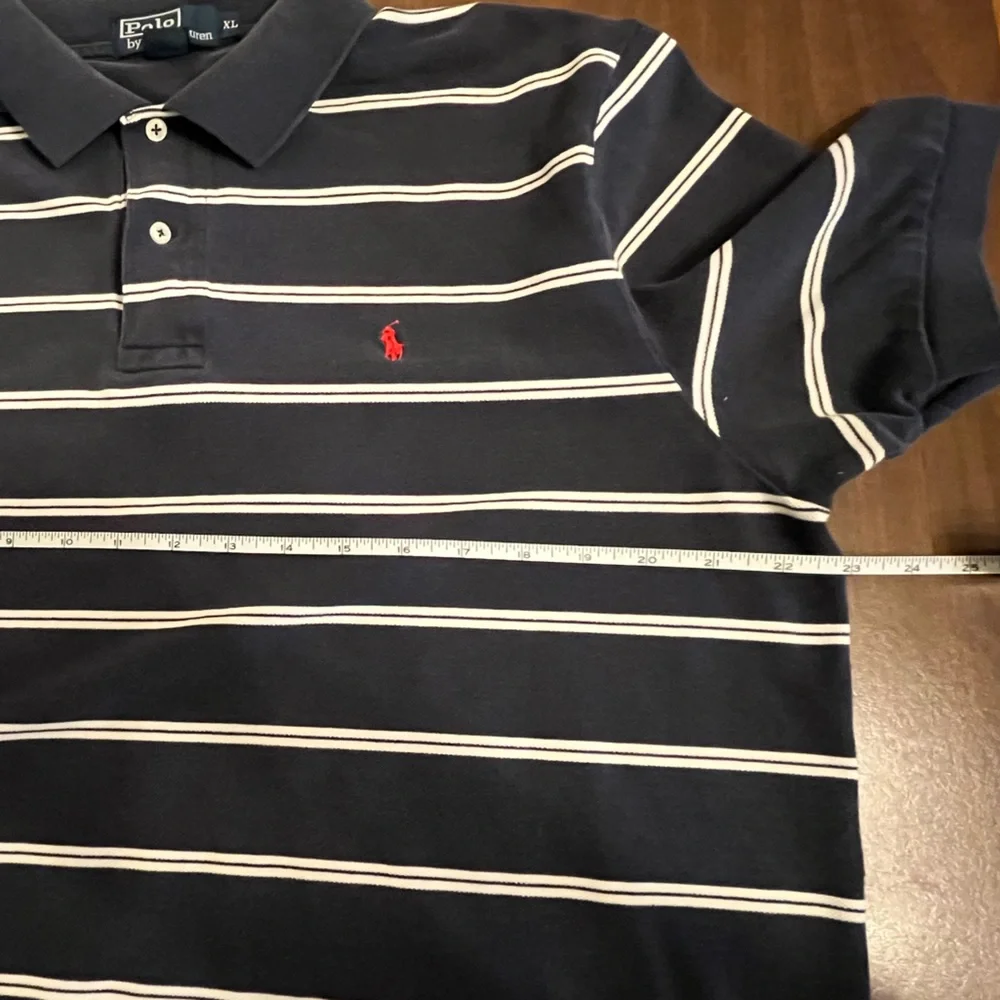 Polo by Ralph Lauren Shirt Short Sleeve Navy White Striped Mens XL Vintage Style